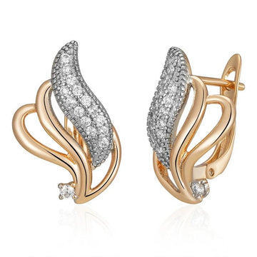 Attractive Full Paved Shiny 14K Rolled Rose Gold AAA Zircon Diamonds Drop Earrings - Luxury Party Fine Jewellery